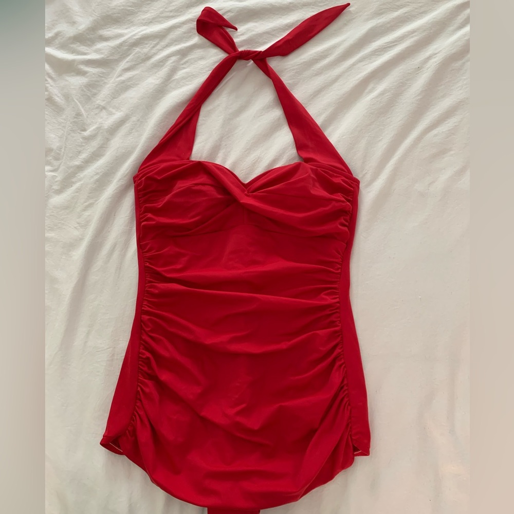 Halter top one piece bathing suit